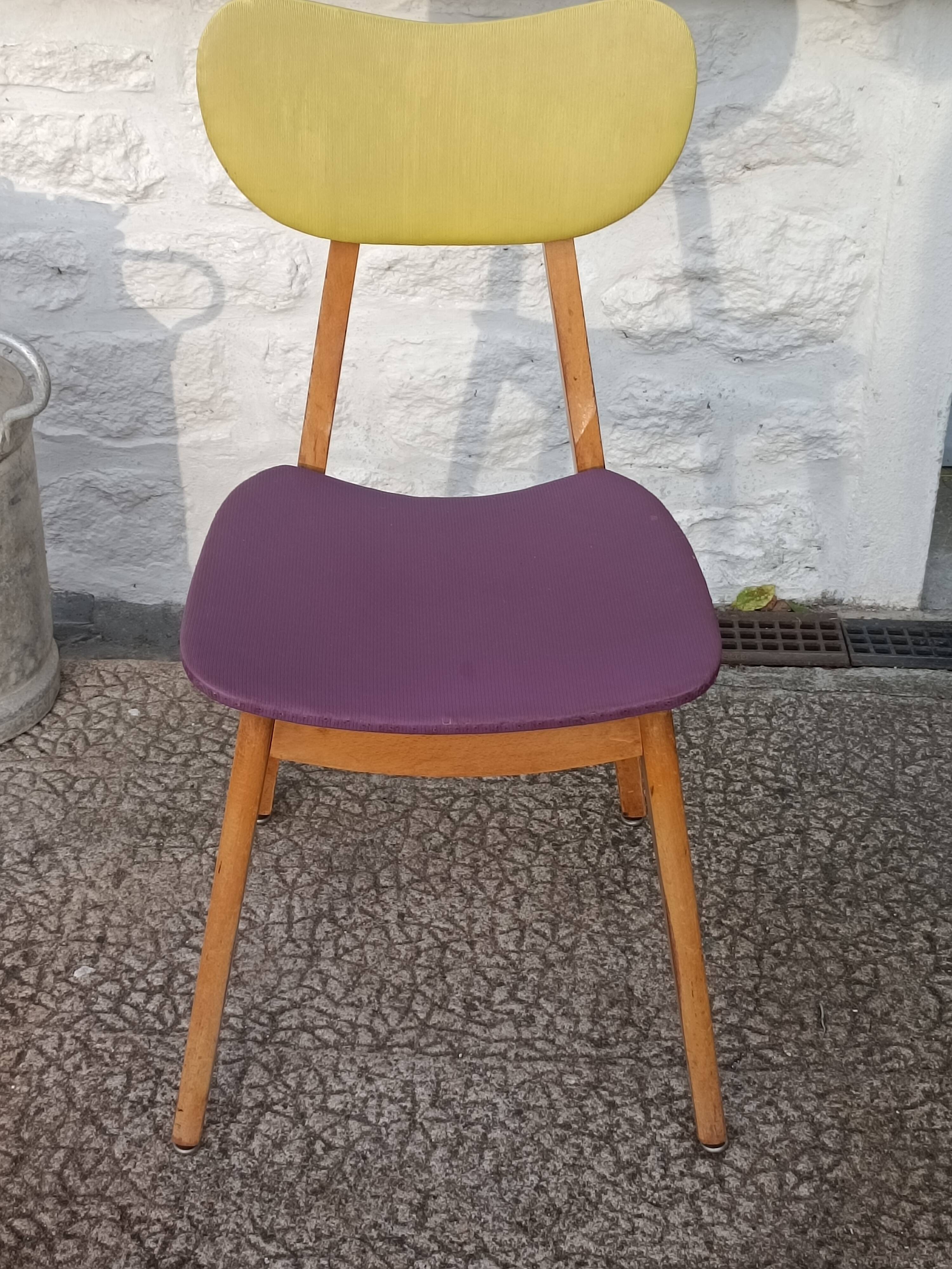 Set of 6 compass leg chairs – colored seats