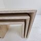 Italian 1980s Grooved Travertine Nesting Tables – Set of 3