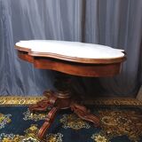 Violin table in mahogany and marble, 19th century