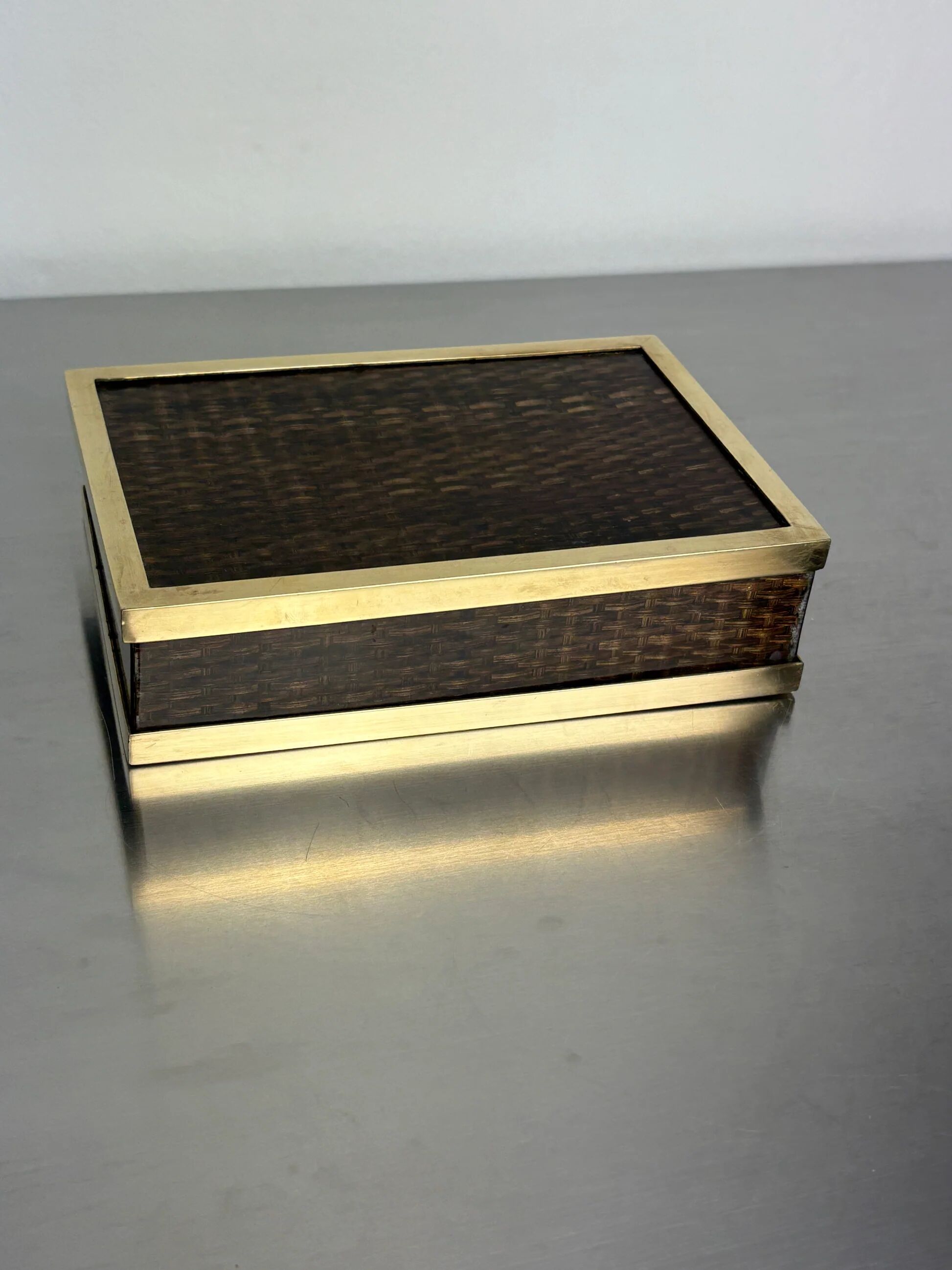 Lucite & rattan box, Christian Dior style, 1970