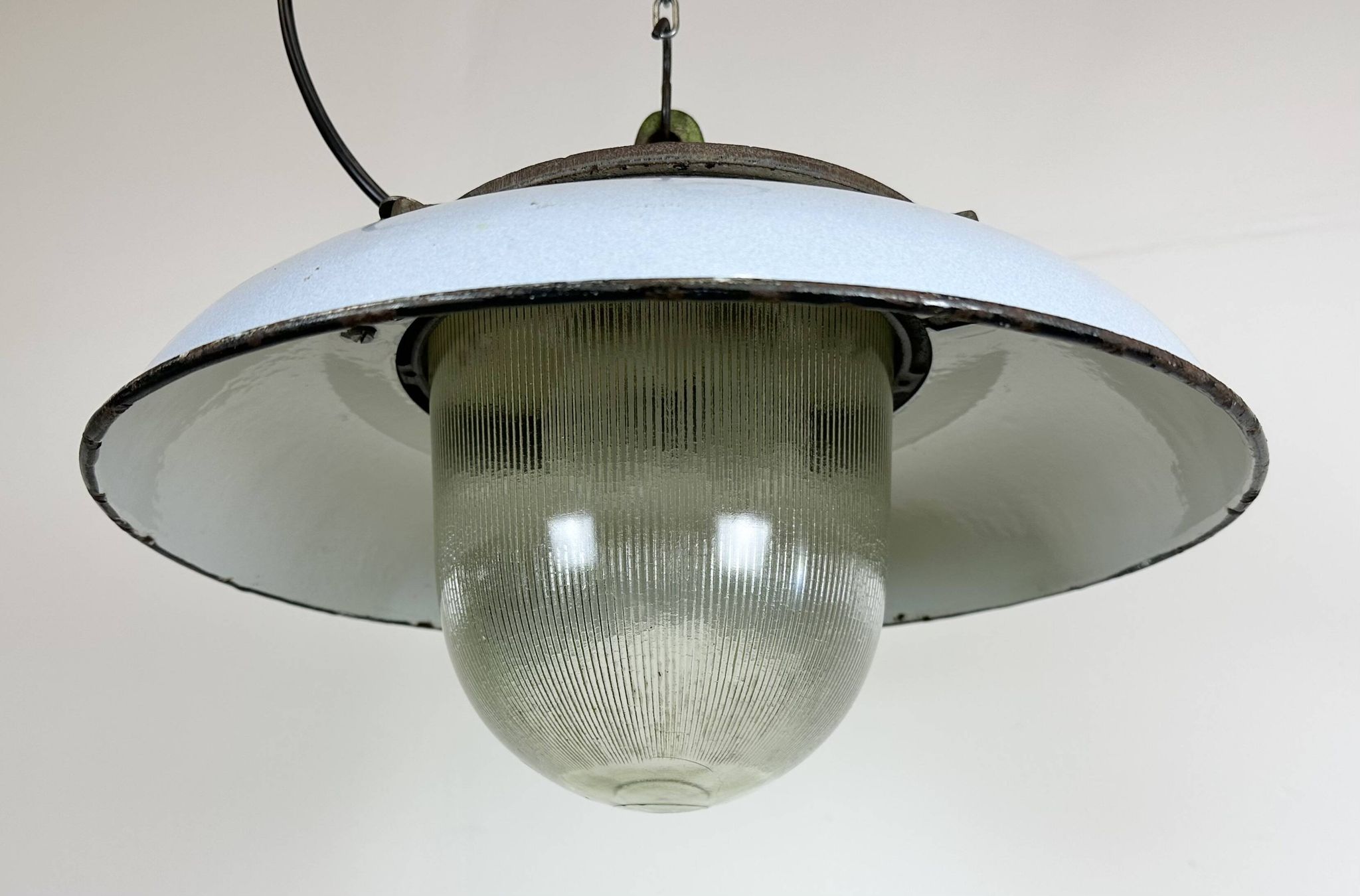 Industrial Blue Enamel Factory Pendant Lamp in Cast Iron from Zaos, 1960s