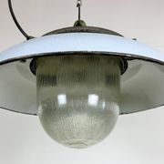 Industrial Blue Enamel Factory Pendant Lamp in Cast Iron from Zaos, 1960s