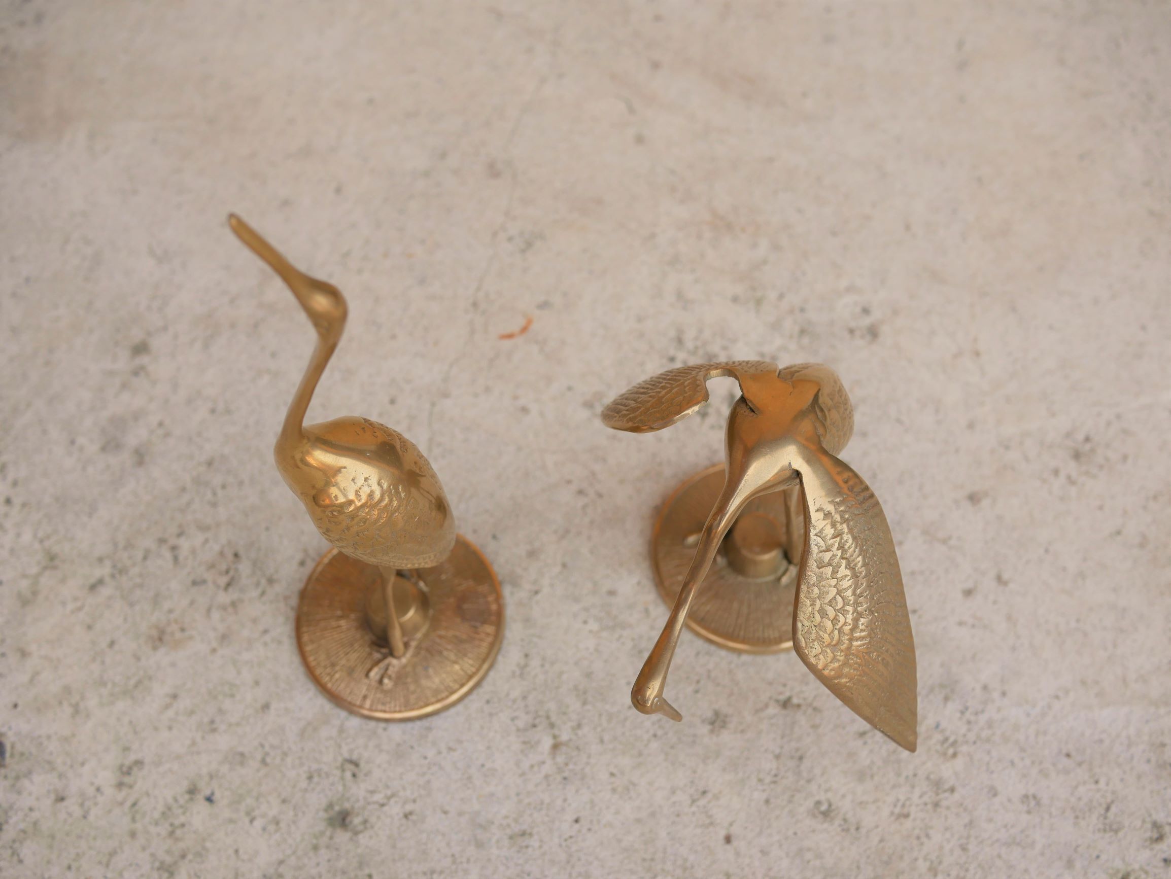 Couple de hérons vintage en laiton
