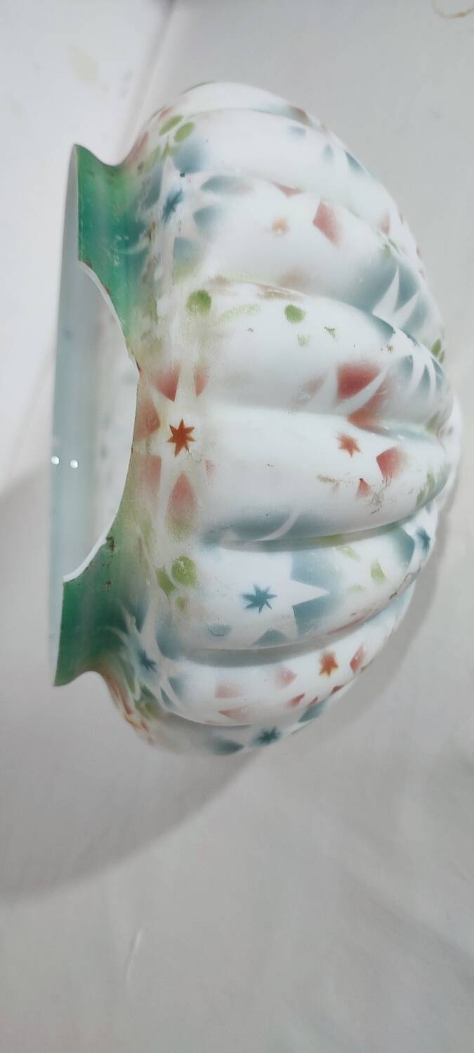 Lámpara de techo "Art Nouveau" de latón y cristal.  España, 1930s.