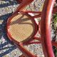 3 wooden bar stools with caning