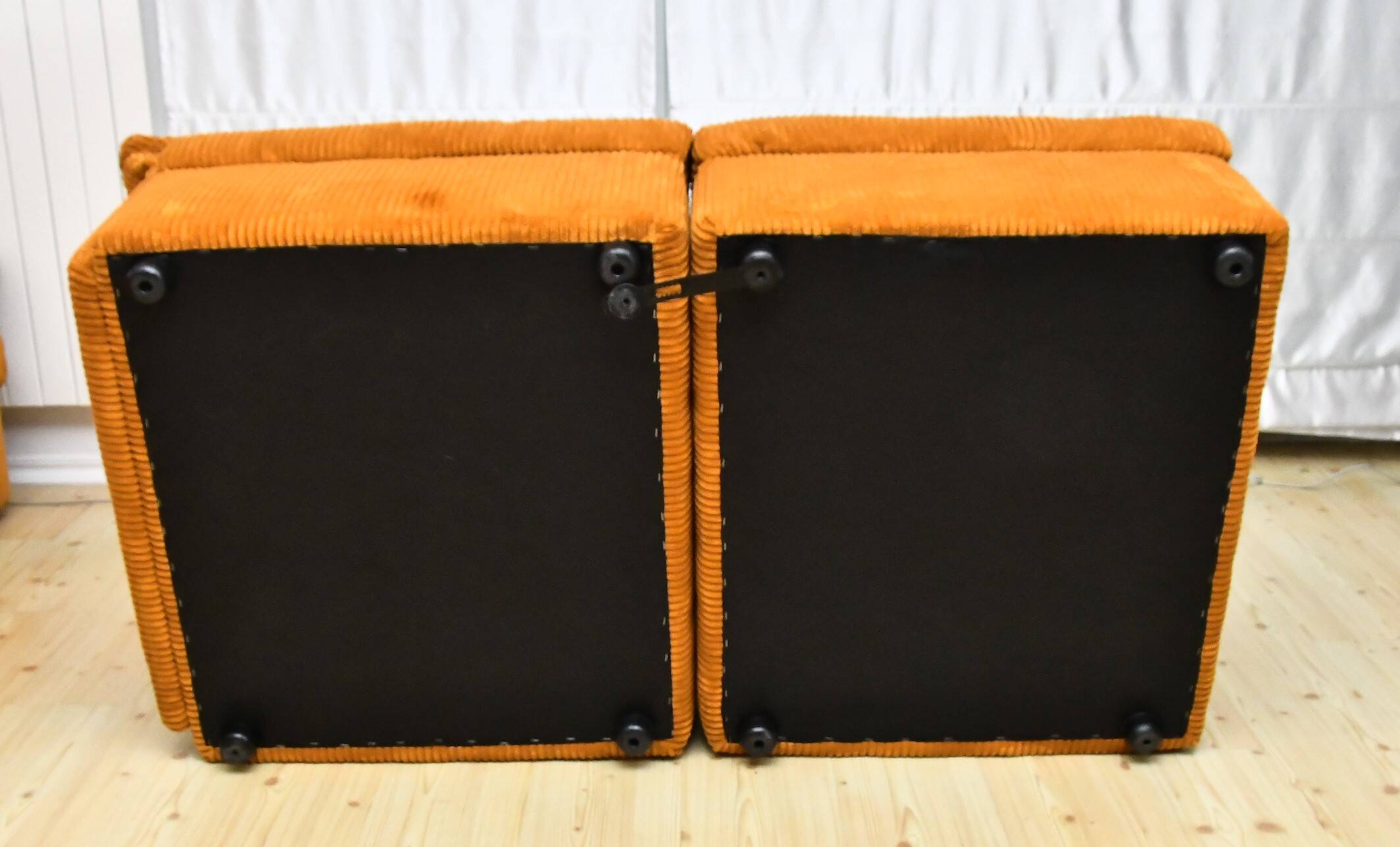 Yellow corduroy modular sofa, 1970s, set of 5