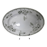 Grand plat ovale St Amand modèle "modern style" vert Terre de Fer