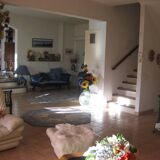 Chaise Longue Meridienne Right Side Mahogany Wood & Blue Velvet