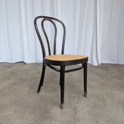 Vintage Bentwood Dining Chair: Black Thonet Style Cane Seat