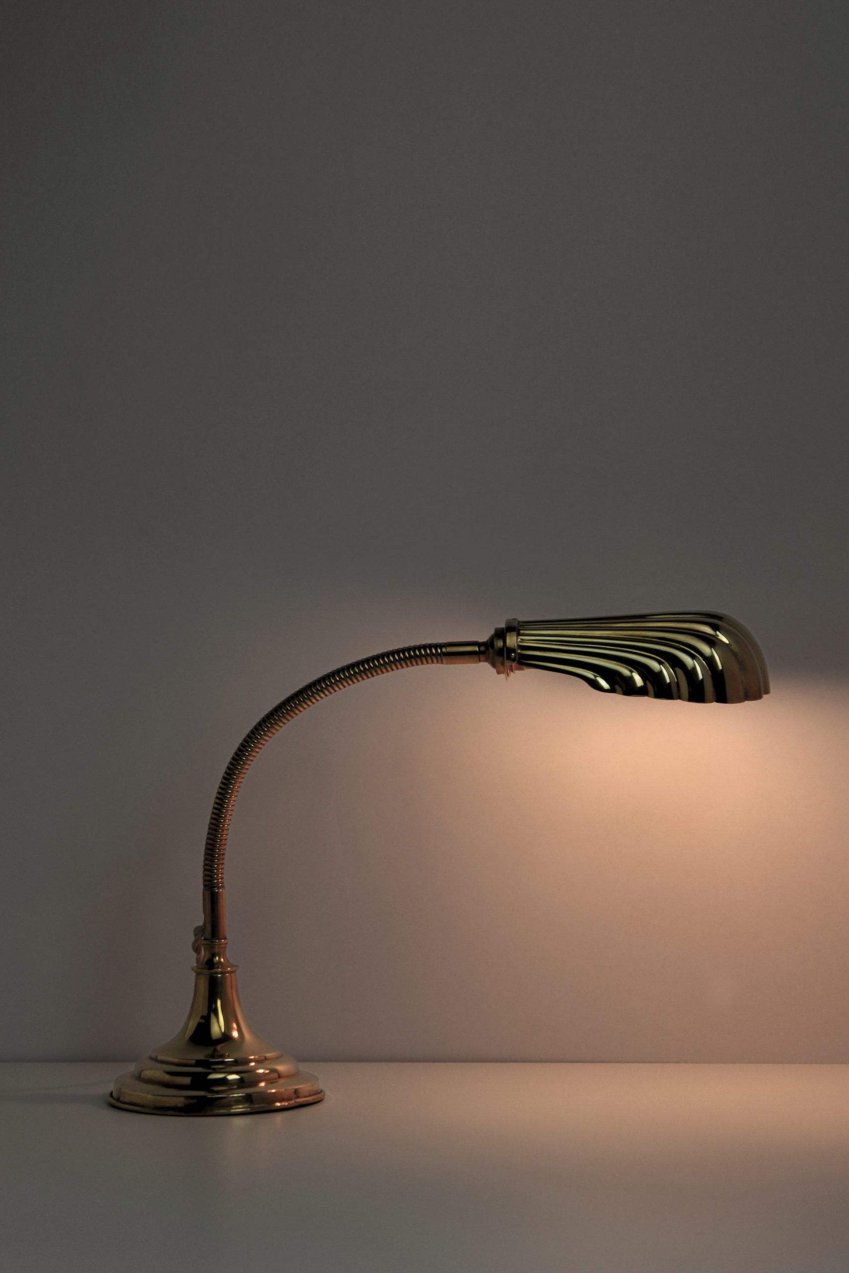 Shell table lamp in gilded brass
