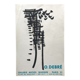 Affiche originale en lithographie d'Olivier Debre, Galerie Michel Warren, 1956
