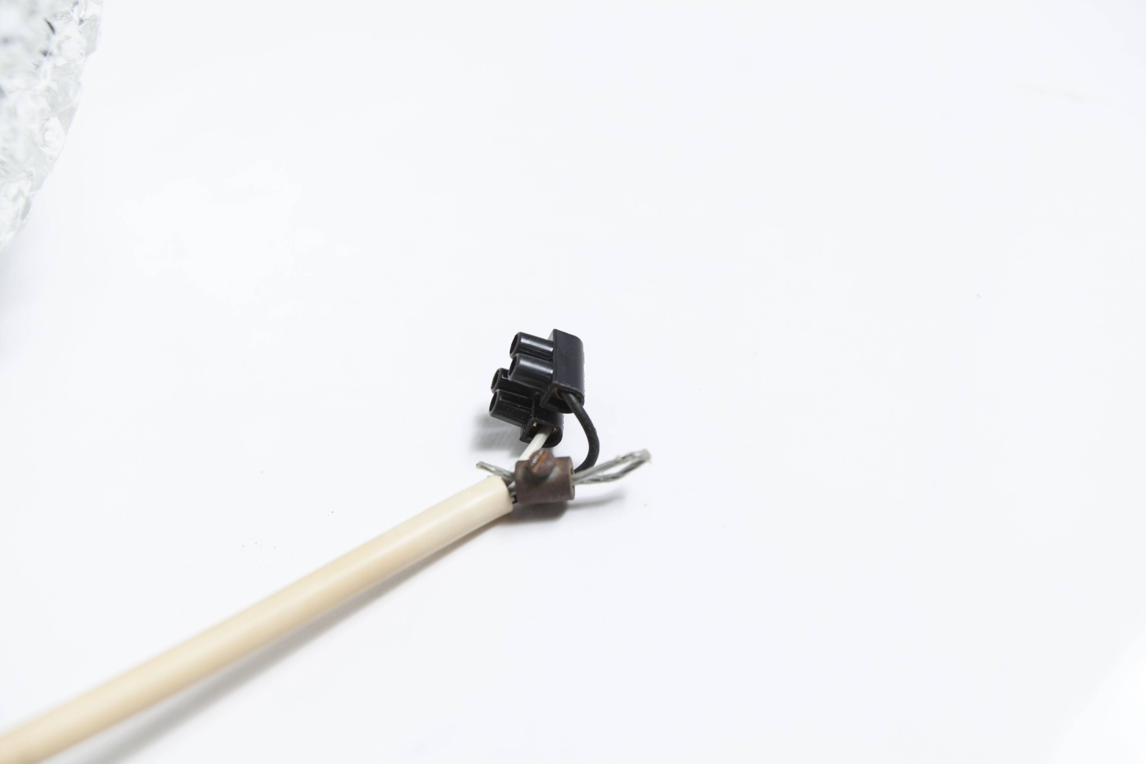 1960s Holophane Ball Pendant Chandelier, Thick Glass, 30 cm, and Vintage Brass