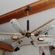 Arlus vintage brass and glass chandelier 6 lights