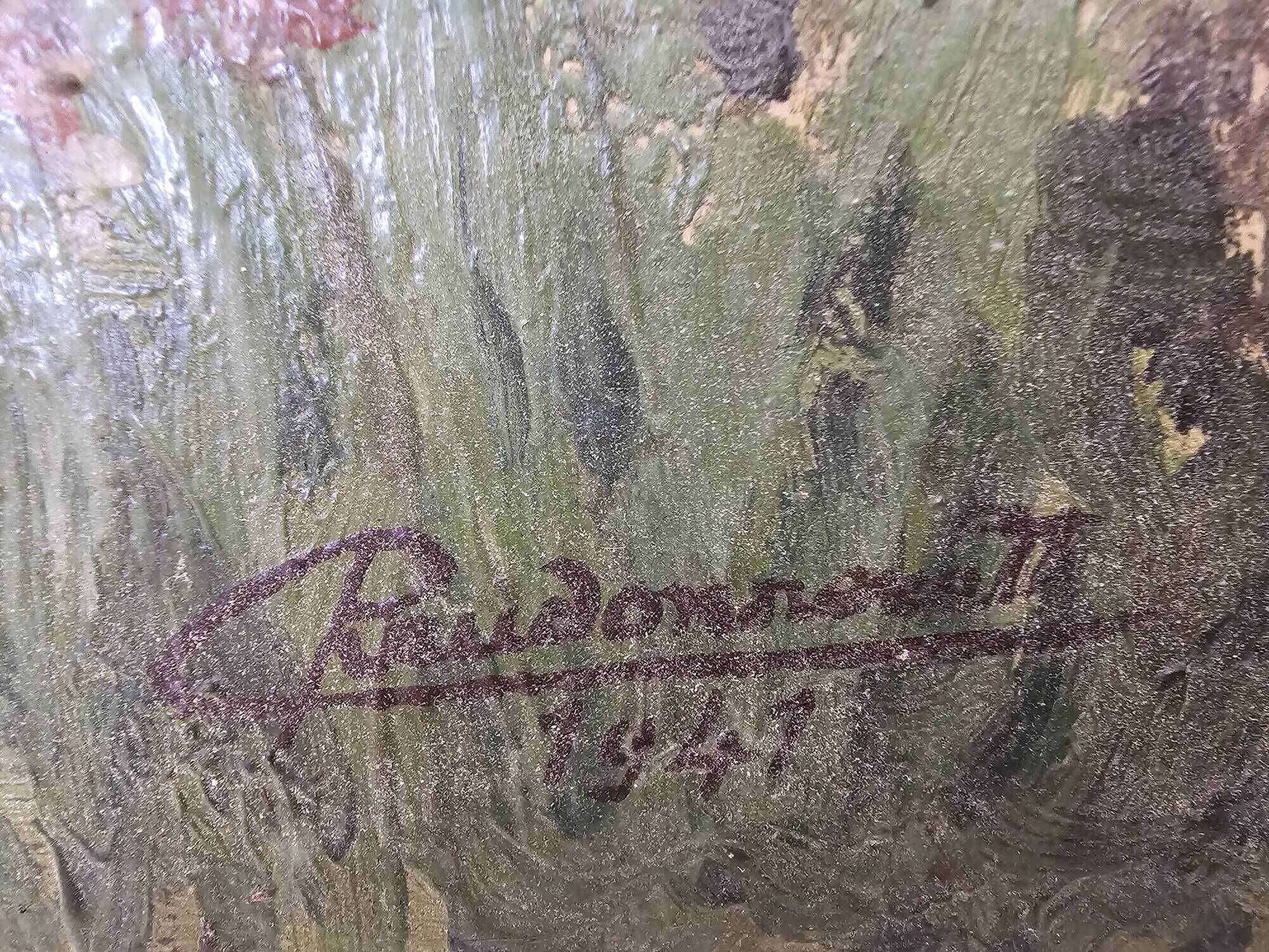 Oil on canvas painting View of the Mill signed Paudonneret? 1941