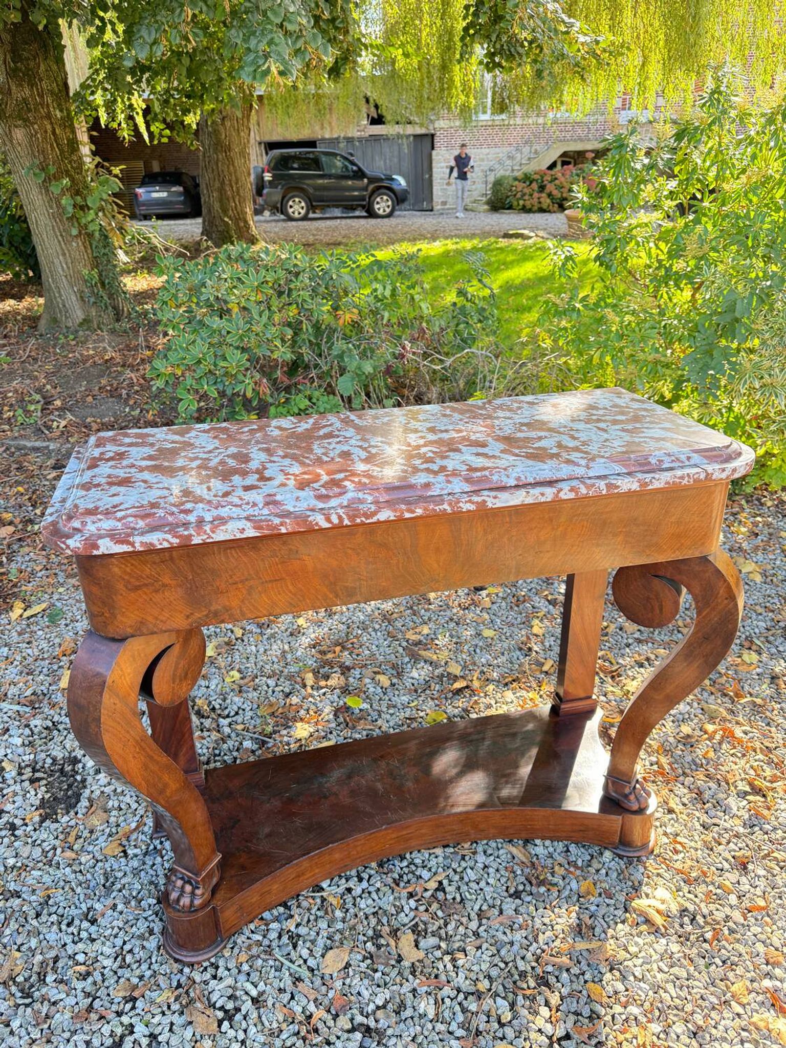 19th Century Empire Style Mahogany Console Table