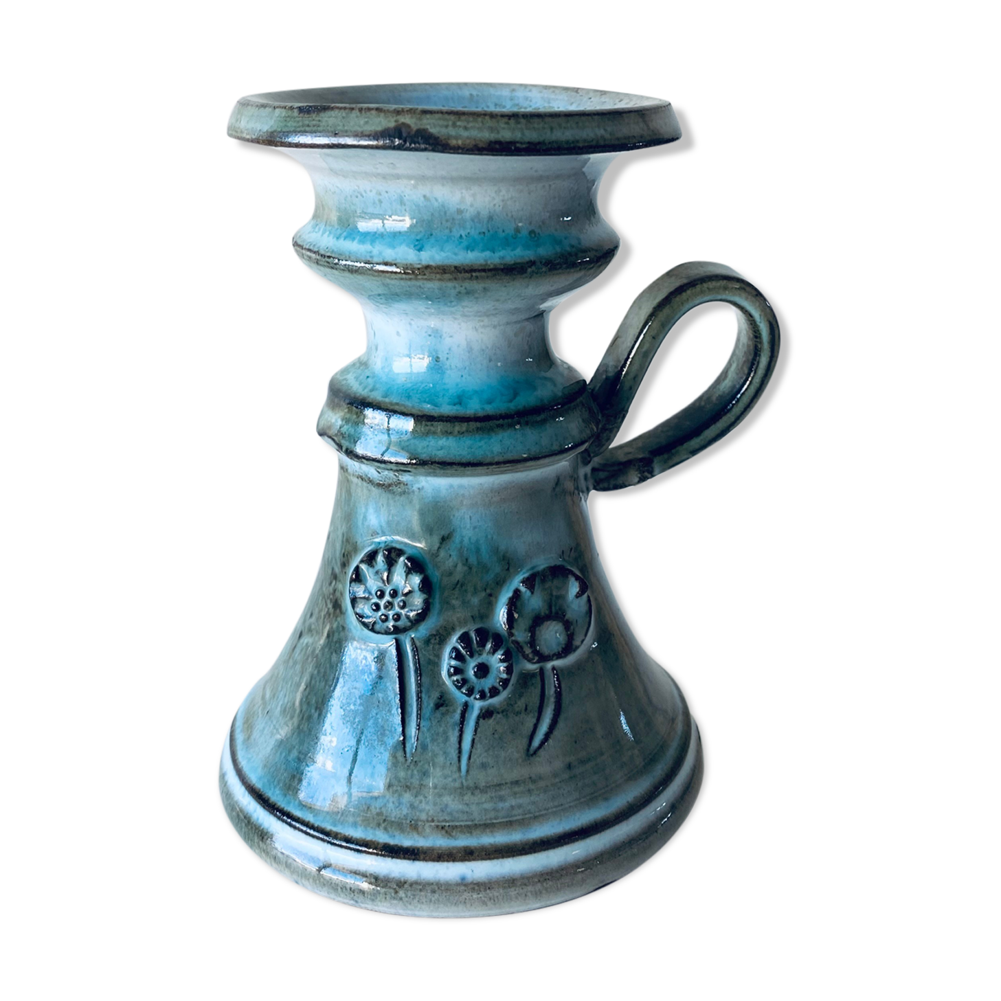 Enamelled ceramic candle holder