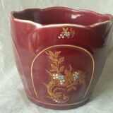 Fives lille earthenware planter with enamel decor, art nouveau period