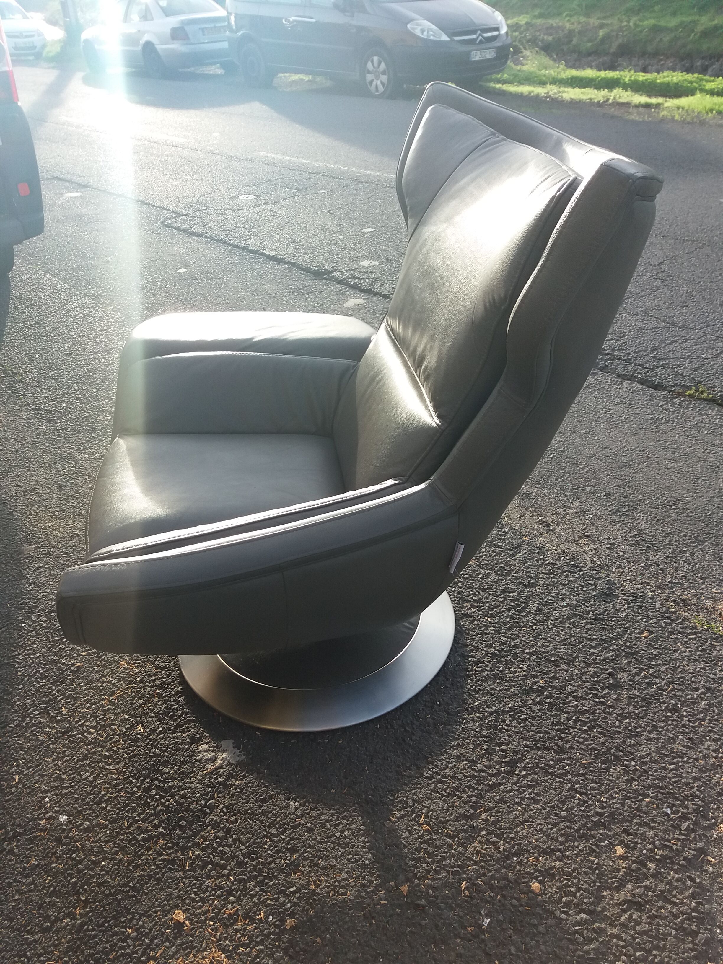Chair swivel House Moss leather grey year 2000
