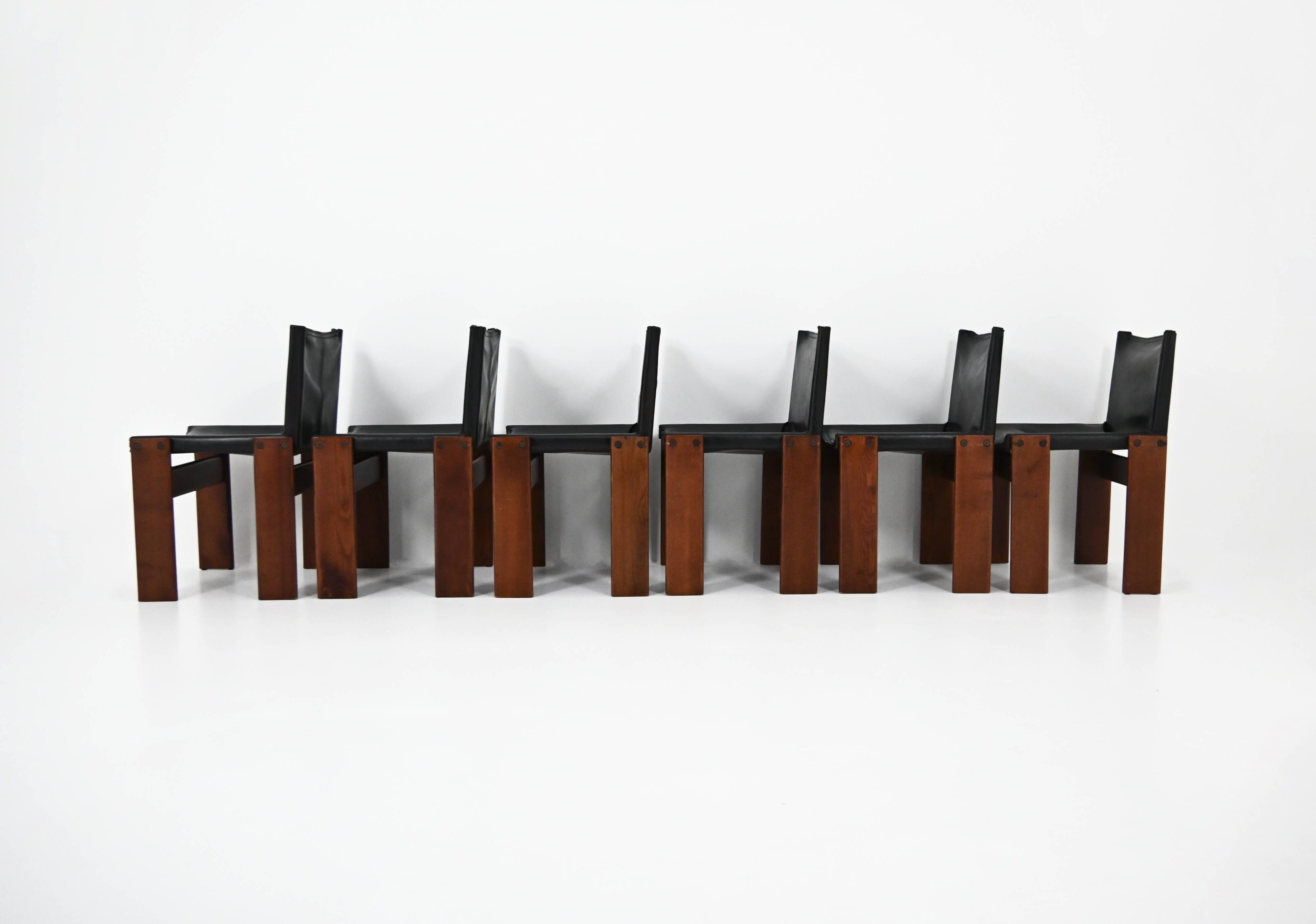 Set de 6 chaises Monk par Afra & Tobia Scarpa pour Molteni, années 1970