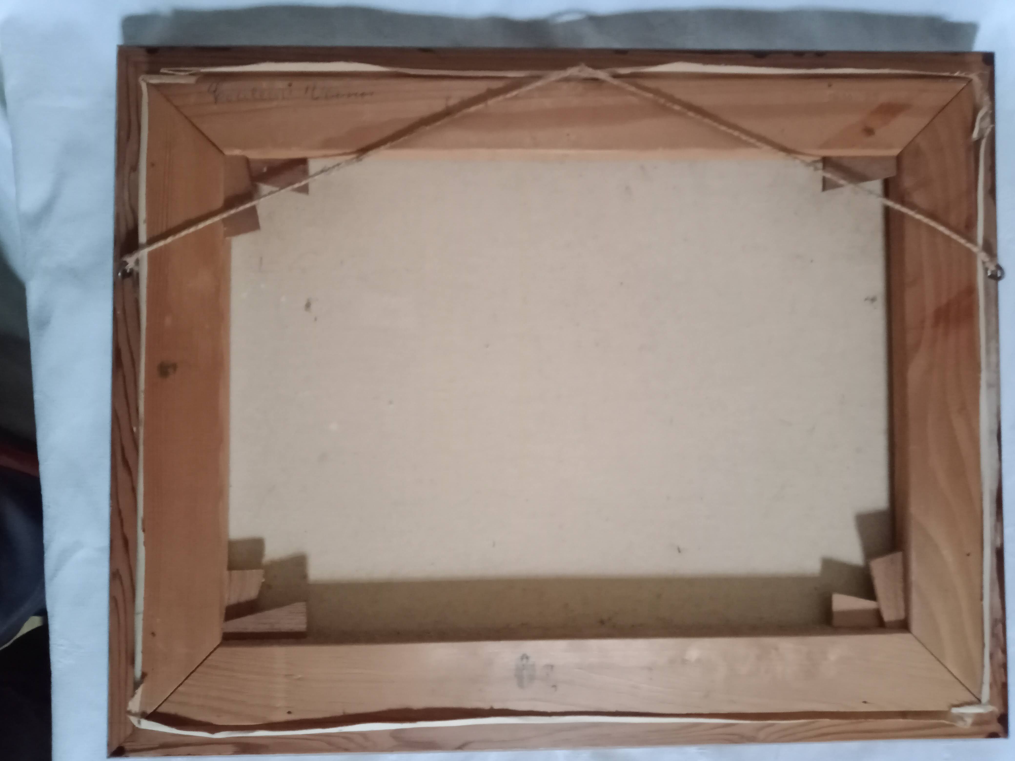 Mountain landscape painting and cows