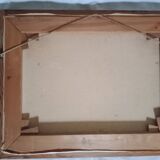 Mountain landscape painting and cows