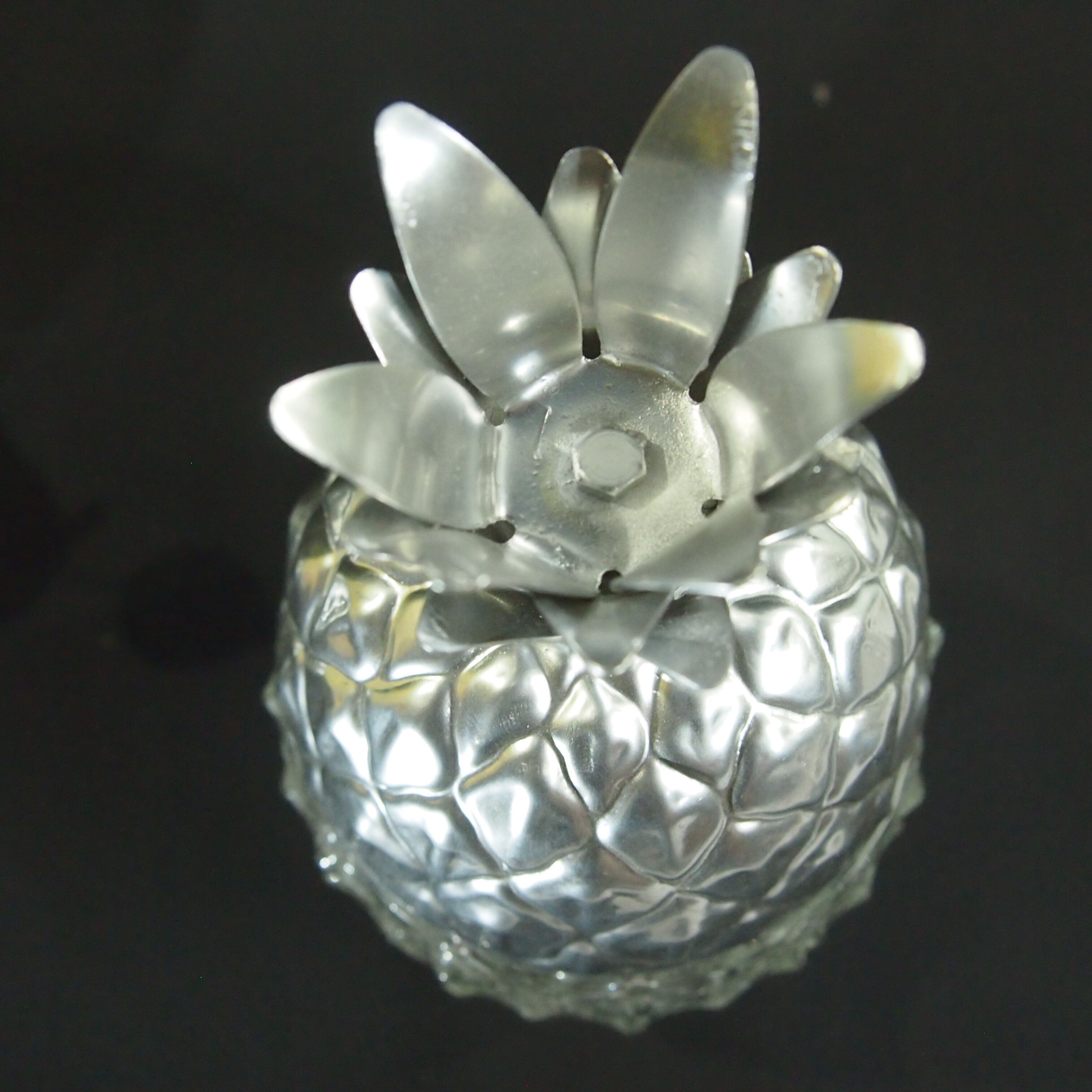 Pineapple and pear glass candy boxes