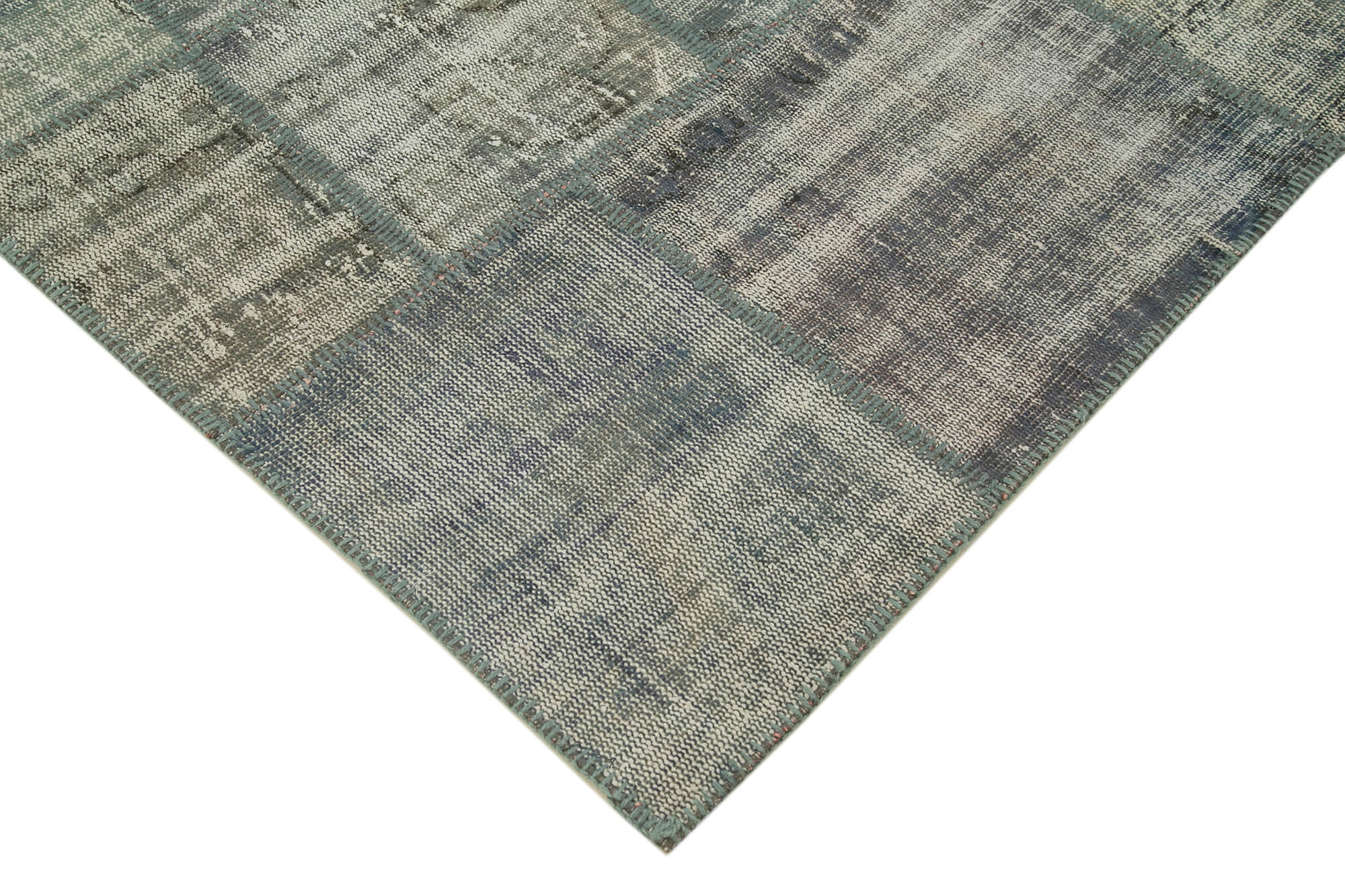 Handmade oriental contemporary 177 cm x 247 cm grey patchwork carpet