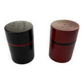 Lacquered wooden salt and pepper shakers