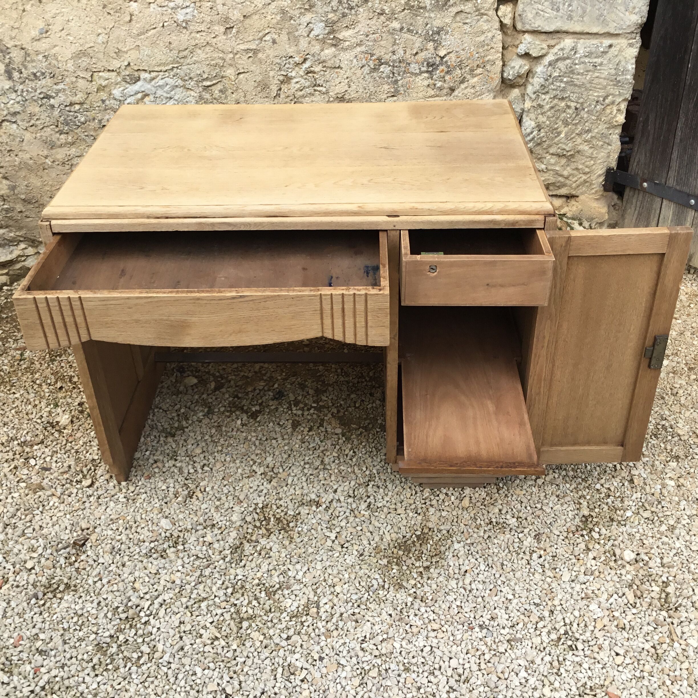 1940s oak desk pickled