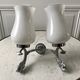 Duo of wall lamps in chrome metal and Opalines Japanese 50s