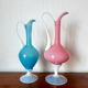 Pair of ewers in pink and blue opaline