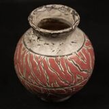 Textured glazed stoneware ball vase by Jérôme Massier, Vallauris