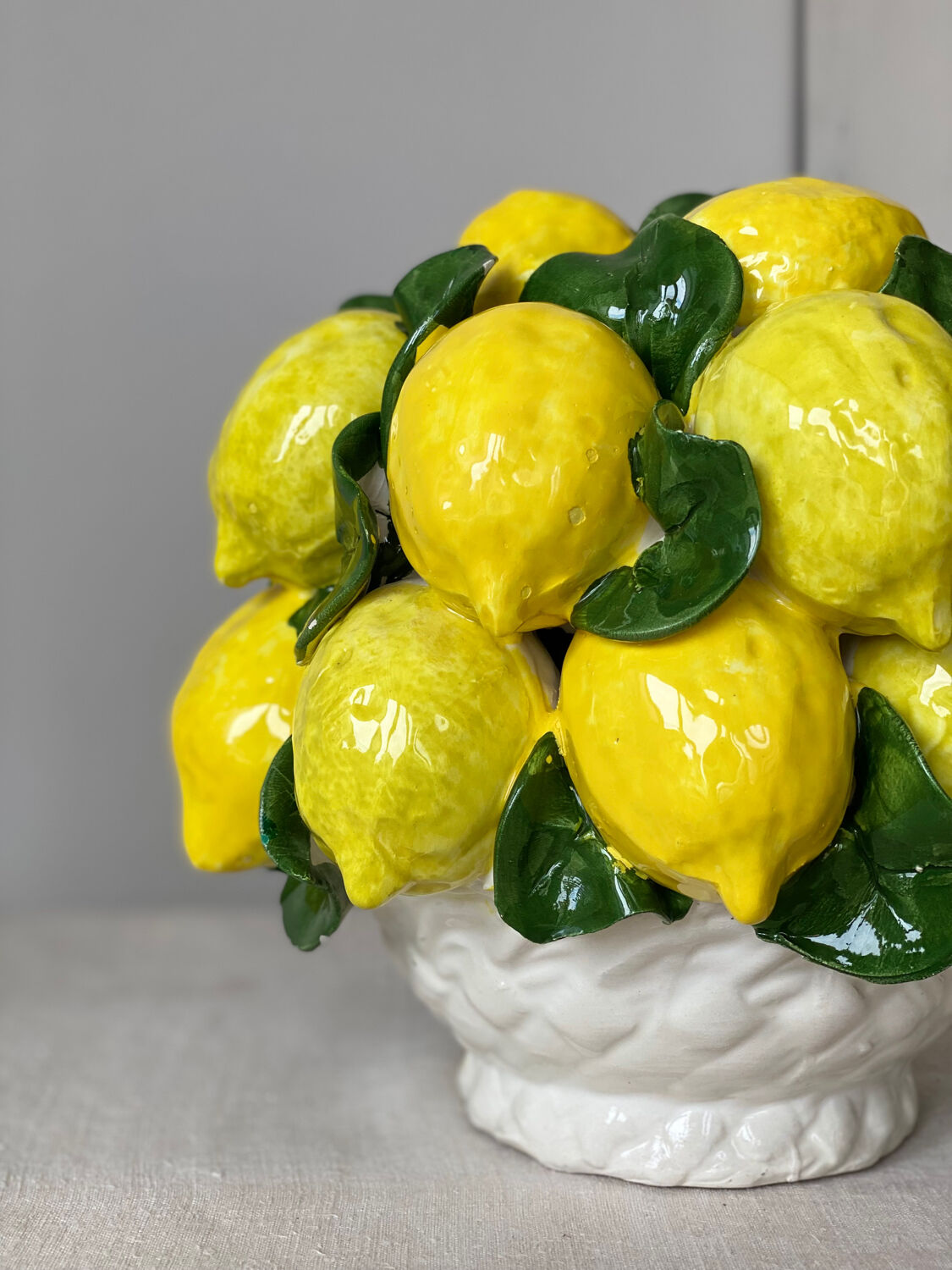 Barbotine trompe-l’œil panier de citrons