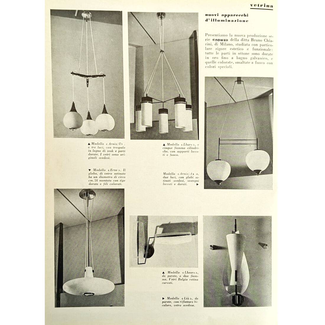 Glass and brass chandelier by Bruno Chiarini, 1950s