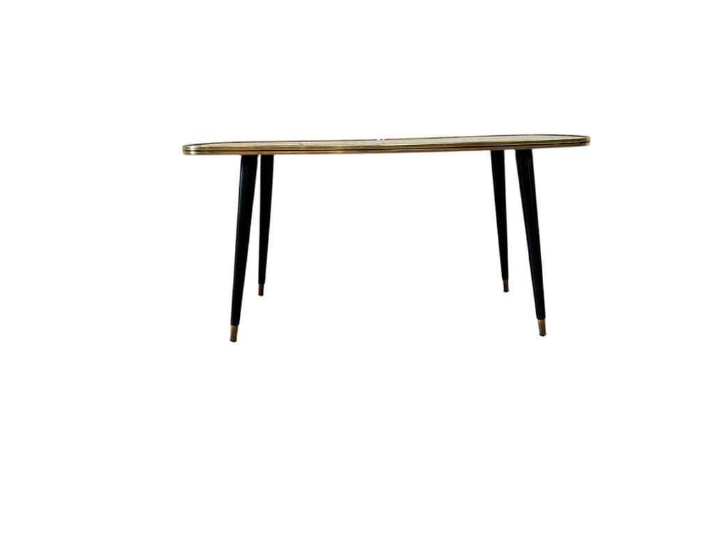 Table basse vintage en formica noir et or