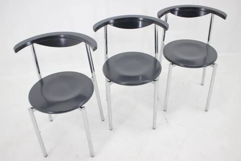 Set of Three Mid Century Dining Chairs, Germany, 1980s