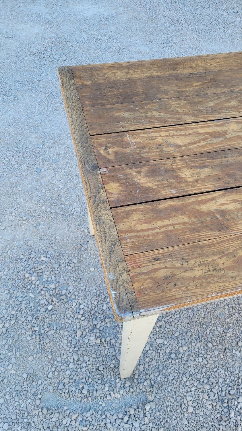 Table de ferme cuisine rustique ancienne -1m30