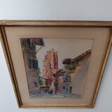 Tableau Aquarelle signée Vue sur la Cathédrale d'Albi