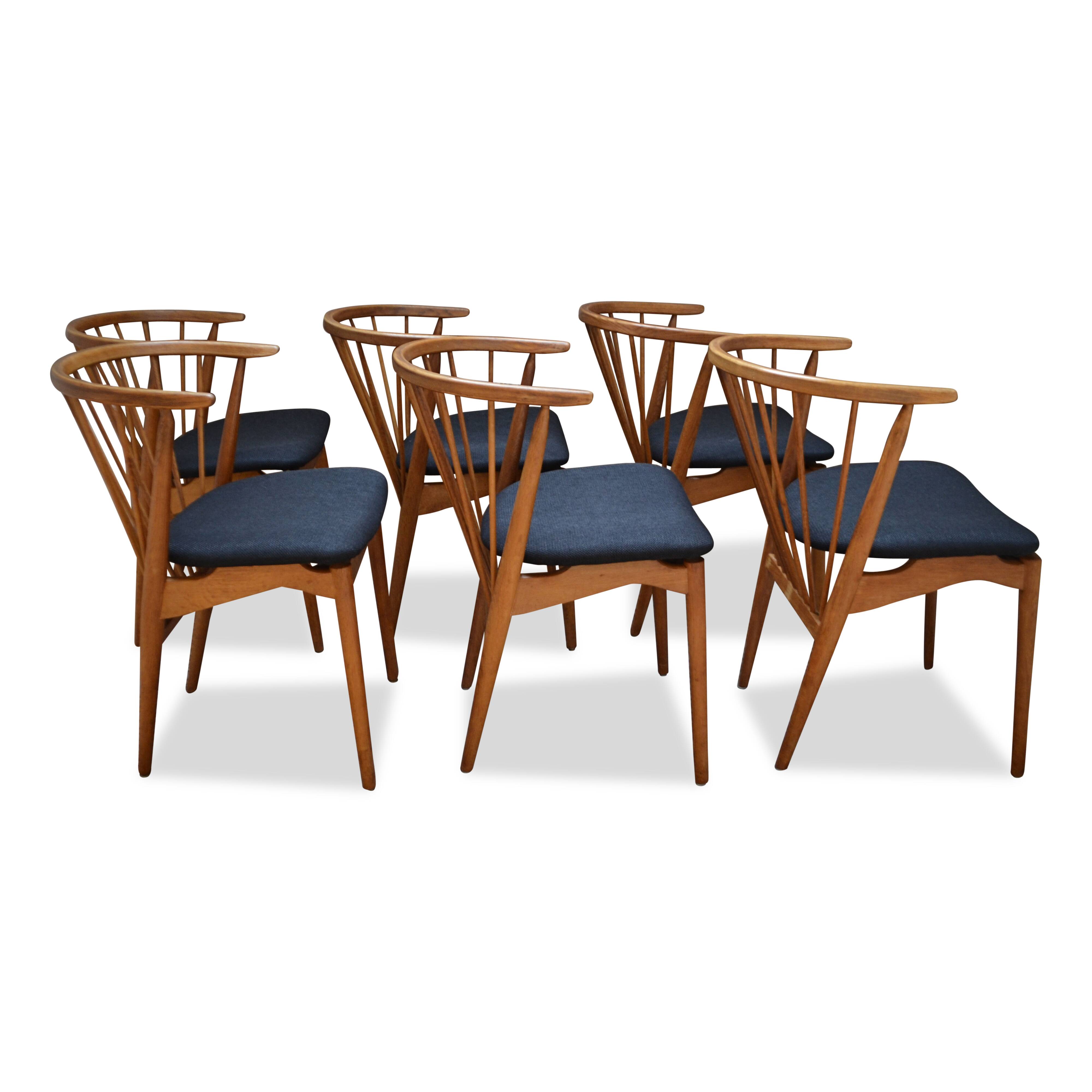 Vintage Danish design Helge Sibast nr.6 oak dining chairs