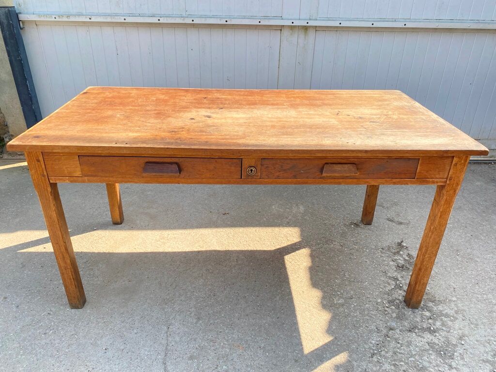 Solid oak desk with 2 drawers 150x75cm