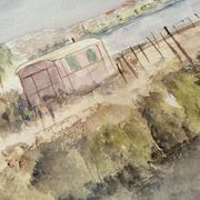 Old painting watercolour Camargue Saintes Maries de la Mer