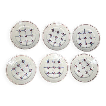 6 assiettes plates Badonviller modèle Normandie