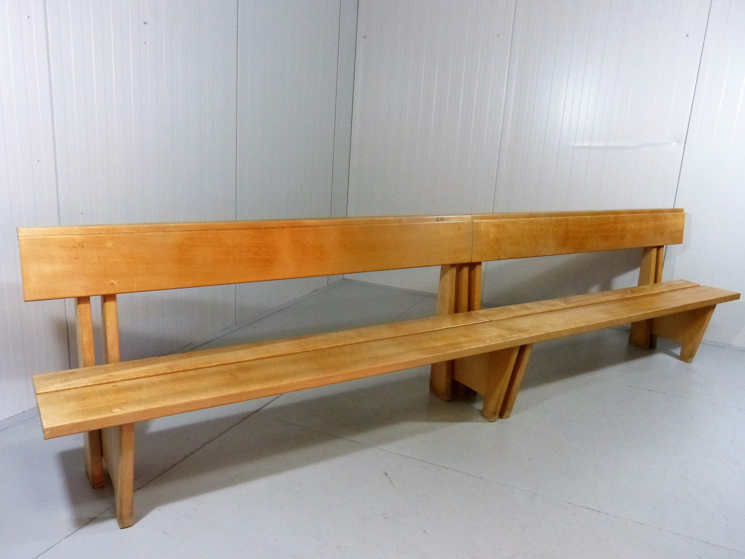 Modernist solid beech wooden pew 1960’s