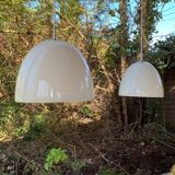 2 Danish white glass pendant lights (50s/60s)