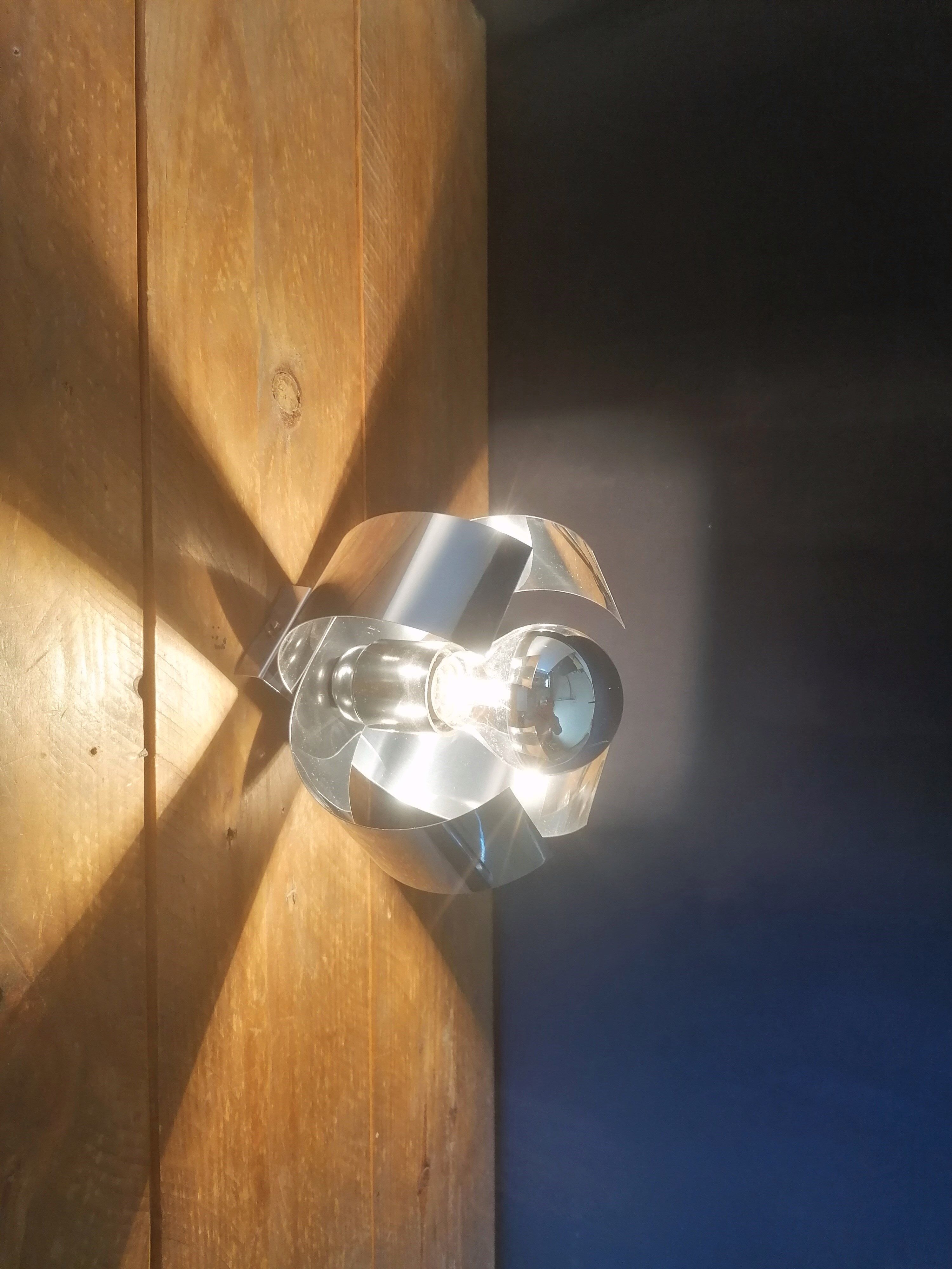 Space age wall applique metal flower 1970s