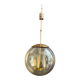 Smoked Glass and Brass Four-Light Suspension Pendant. French Work.