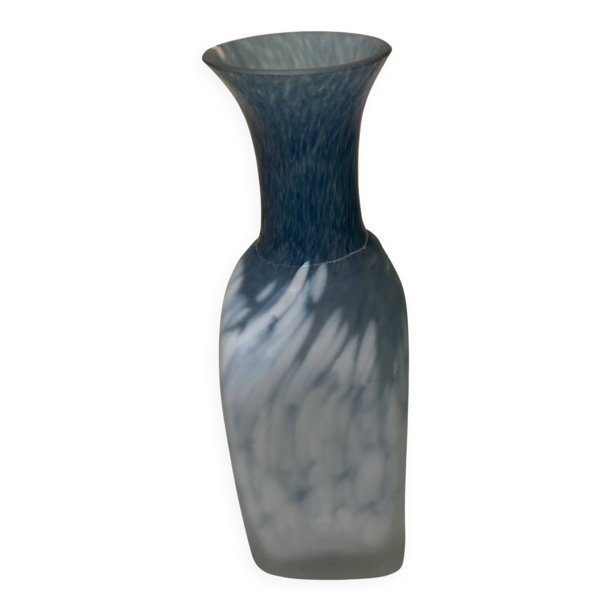 Frosted glass bottle vase – Blue & Frosted White Gradient