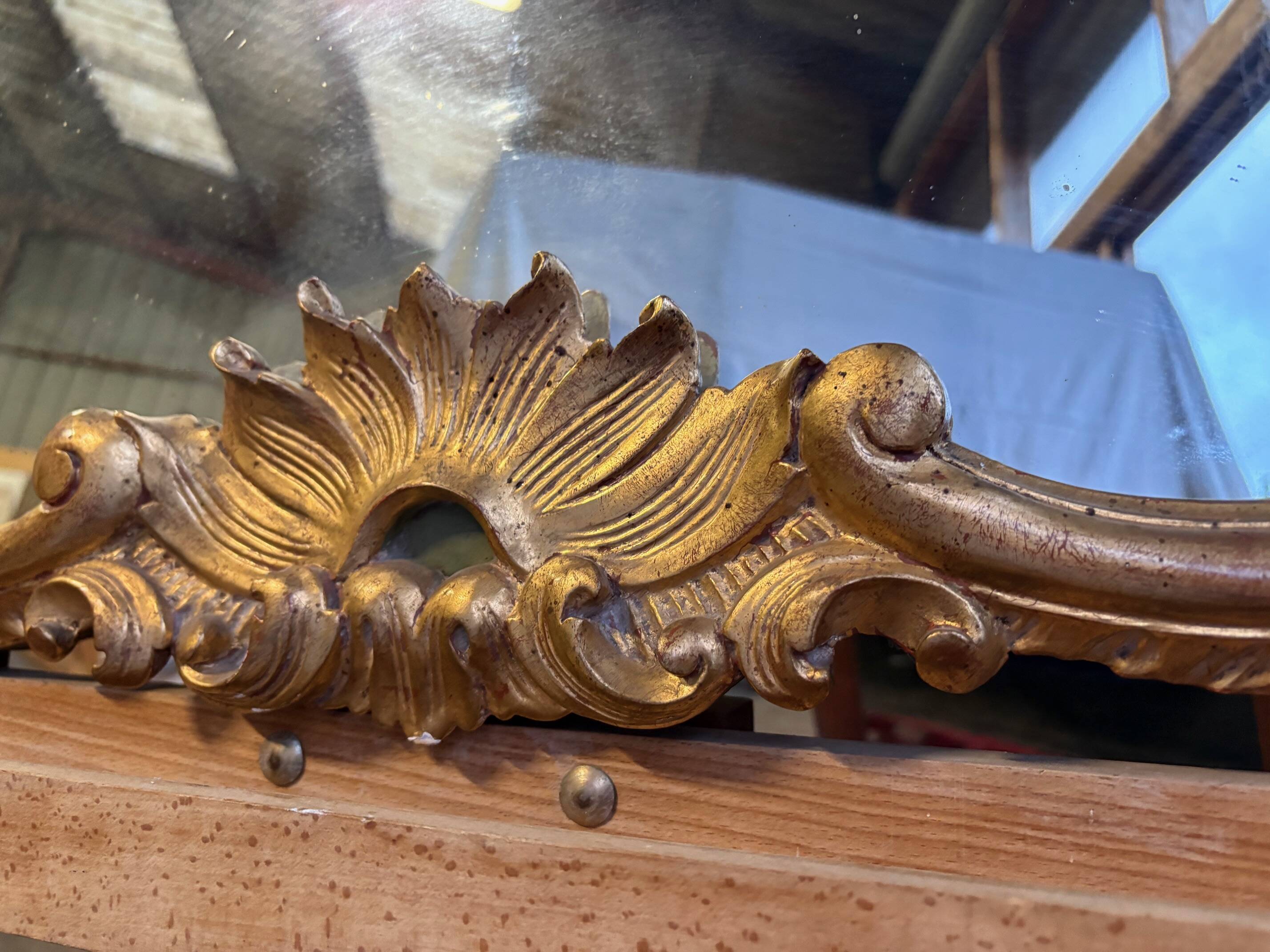 Napoleon III giltwood mirror, Louis XV rocaille style – hallmarked