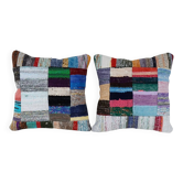 Set of 2 vintage kilim cushion covers 51x51 cm