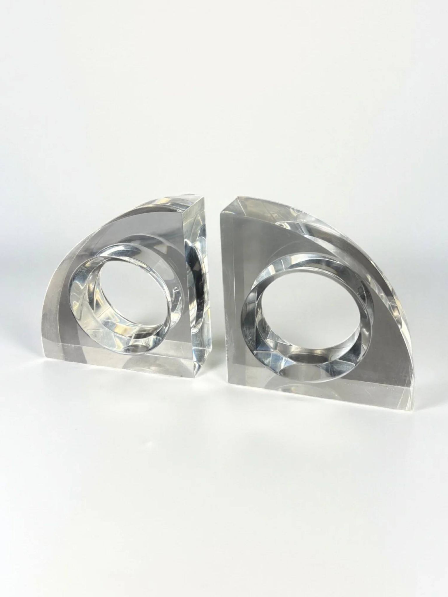 Felice Antonio Botta lucite bookends, Italy, 1970s